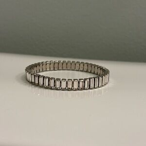 Touchstone Crystal Luxe Silver Night Stretch Bracelet Baguette Crystal